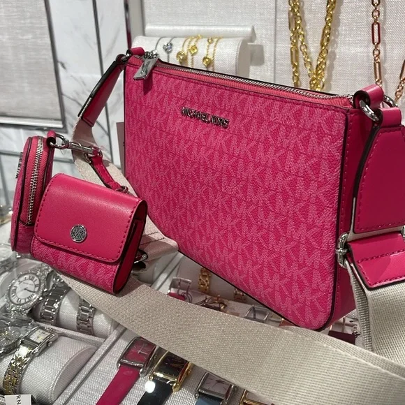 Michael Kors Jet Set Signature Logo Crossbody Bag with Case for Apple AirPods - Picture 16 of 16